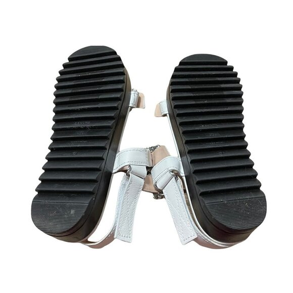 Schutz Womens White Rhinestone Ruth Leather Flatform Lug Platform Sandals 6.5 - Picture 10 of 11